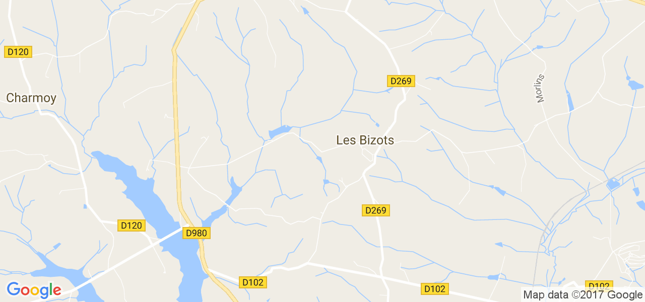 map de la ville de Bizots