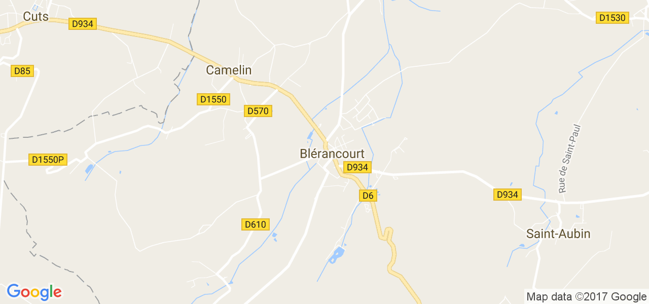 map de la ville de Blérancourt