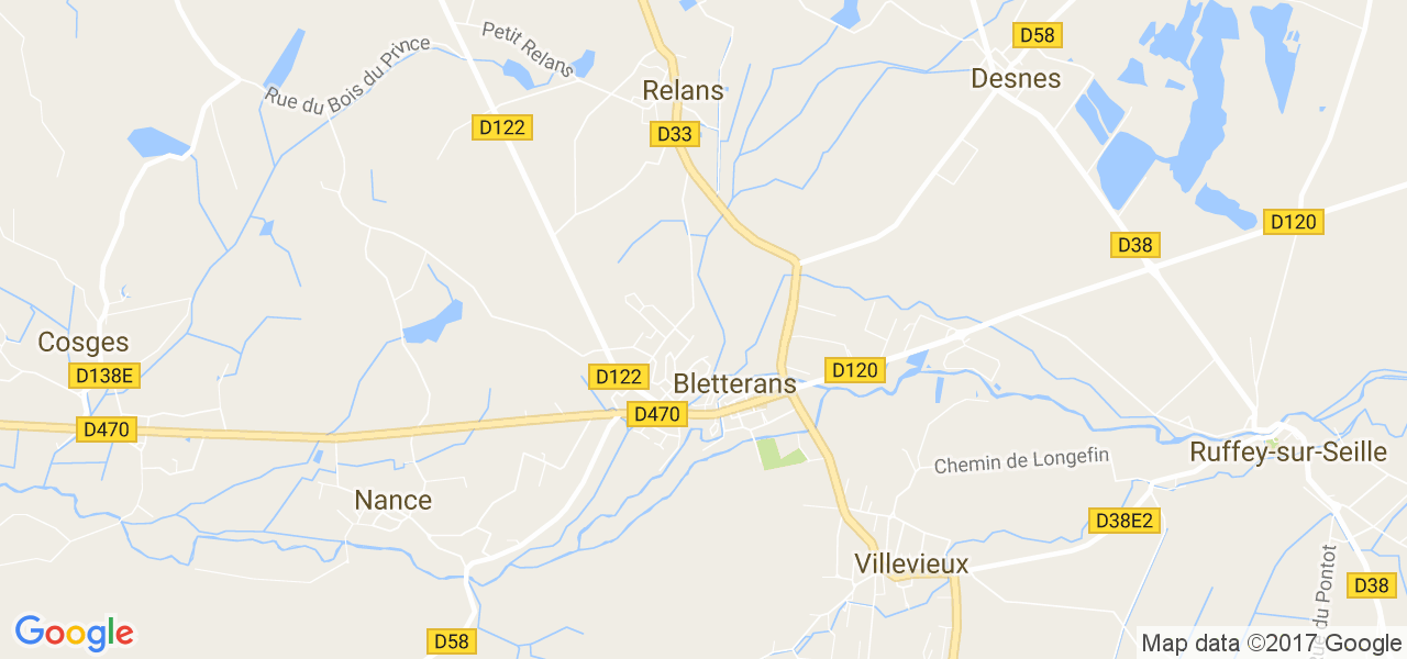 map de la ville de Bletterans