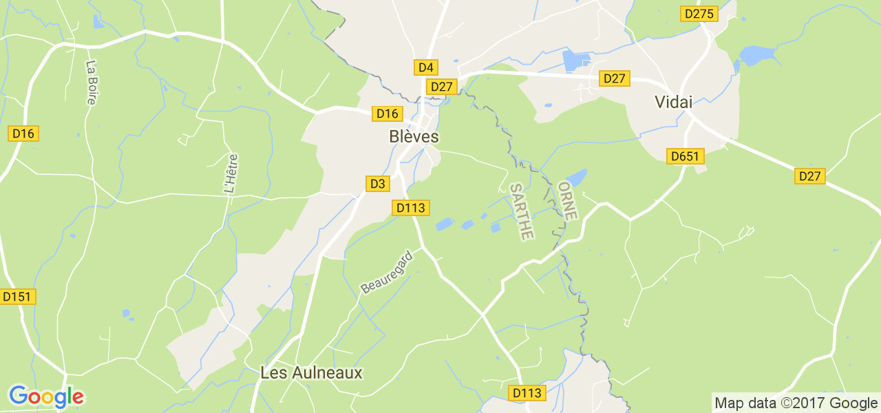 map de la ville de Blèves