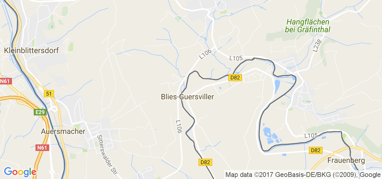 map de la ville de Blies-Guersviller