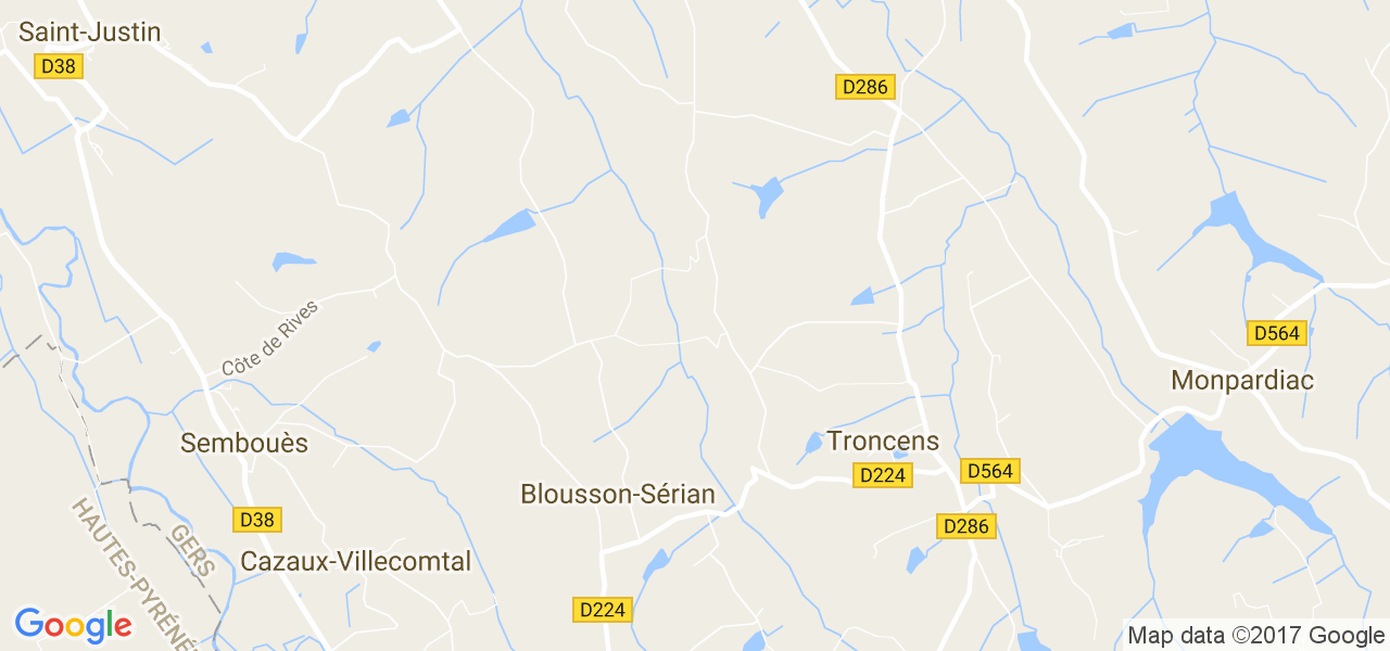 map de la ville de Blousson-Sérian