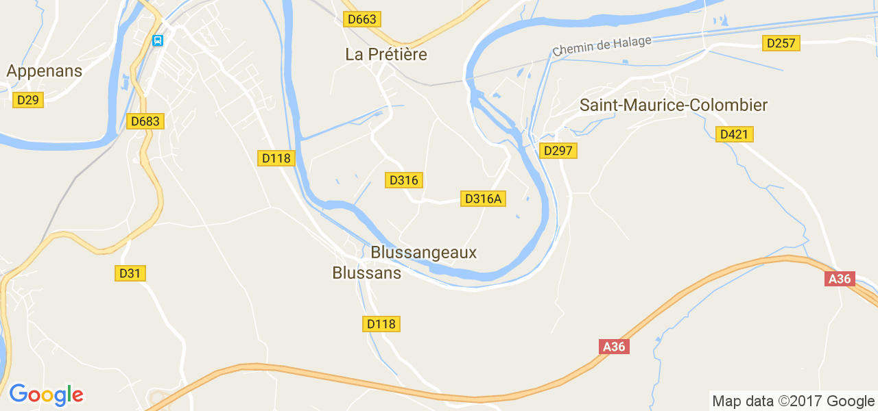 map de la ville de Blussangeaux