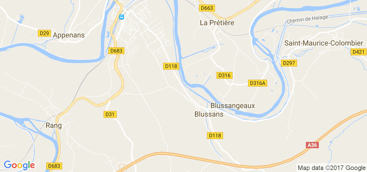 map de la ville de Blussans