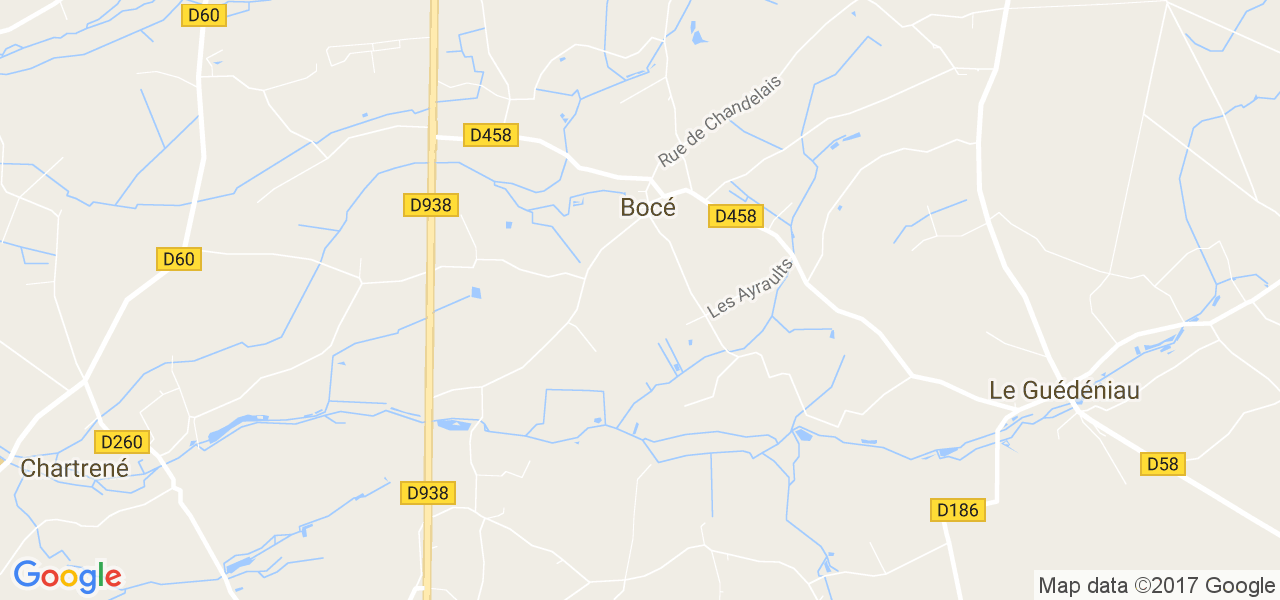 map de la ville de Bocé