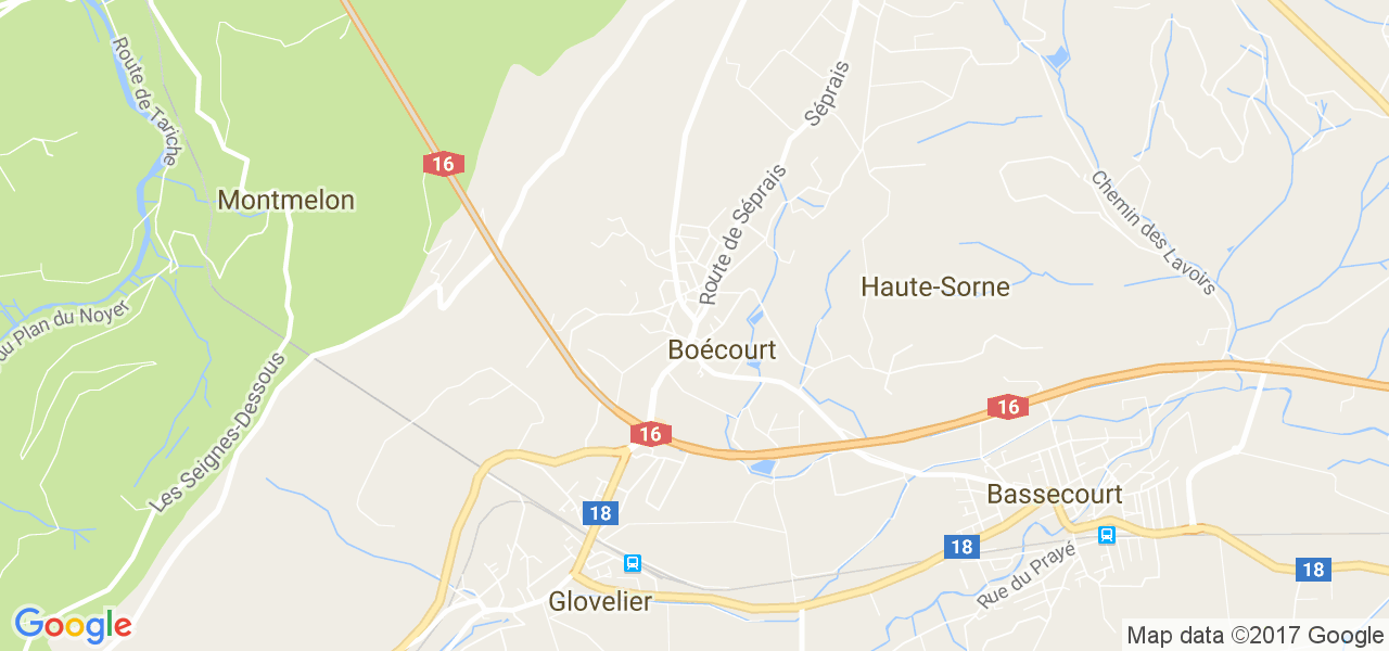 map de la ville de Boécourt