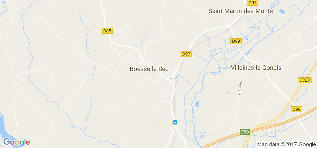 map de la ville de Boëssé-le-Sec