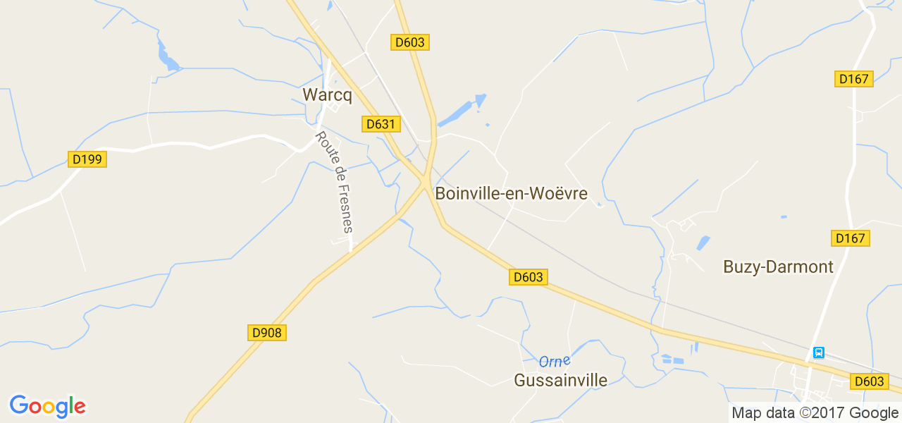 map de la ville de Boinville-en-Woëvre