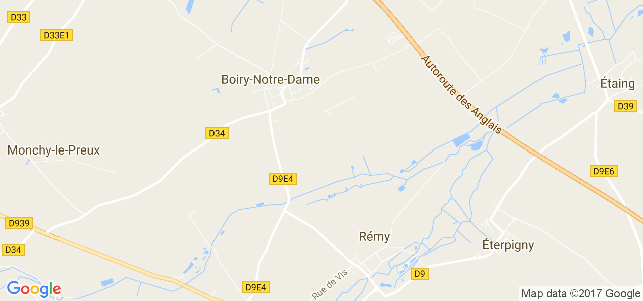 map de la ville de Boiry-Notre-Dame