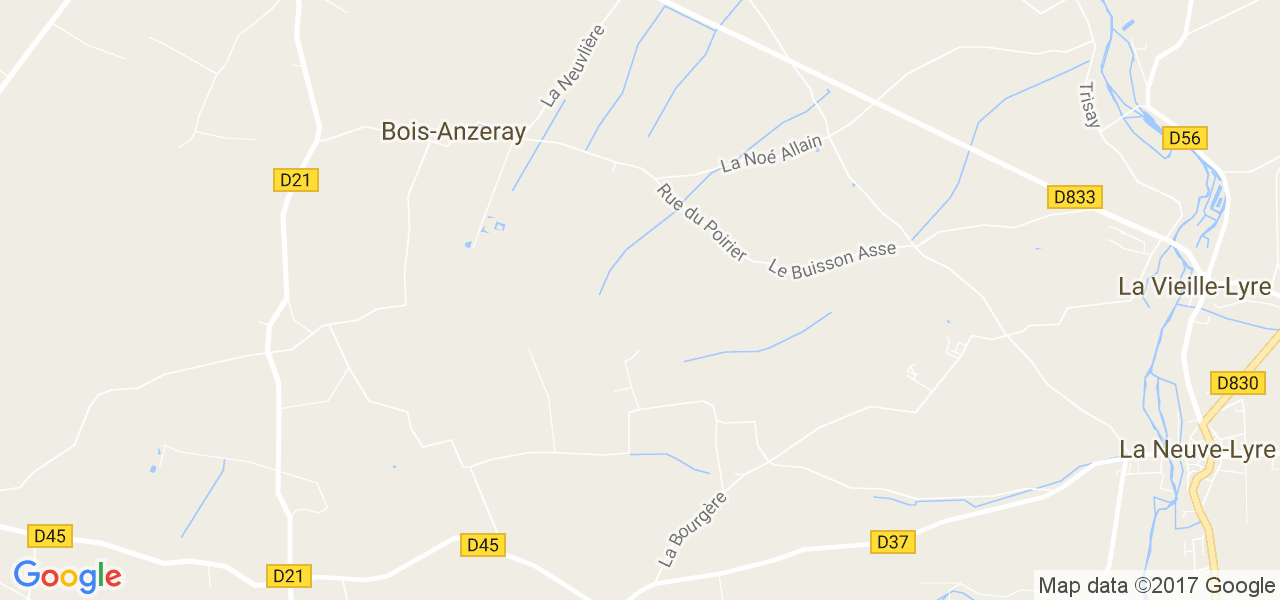 map de la ville de Bois-Anzeray