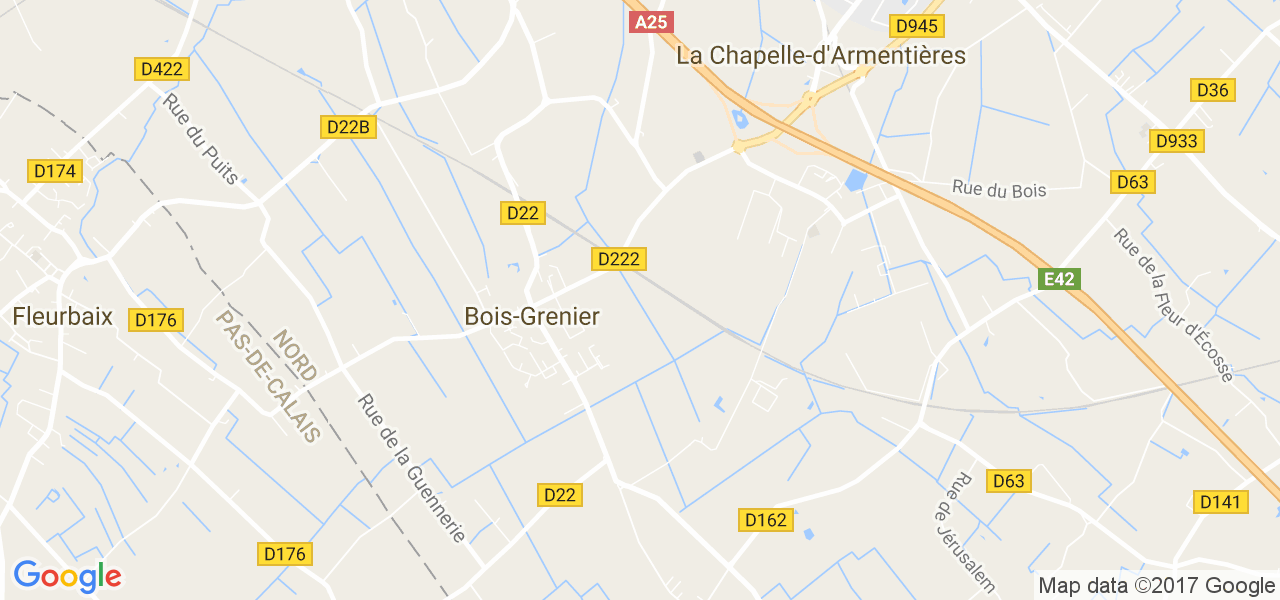 map de la ville de Bois-Grenier