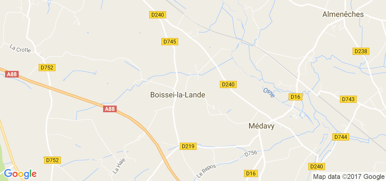 map de la ville de Boissei-la-Lande