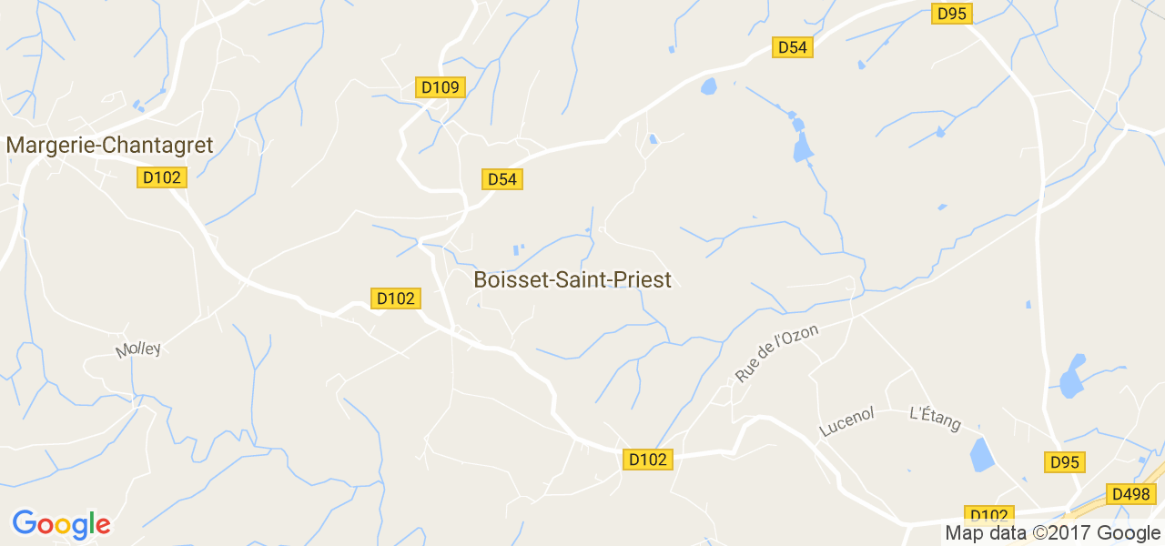 map de la ville de Boisset-Saint-Priest