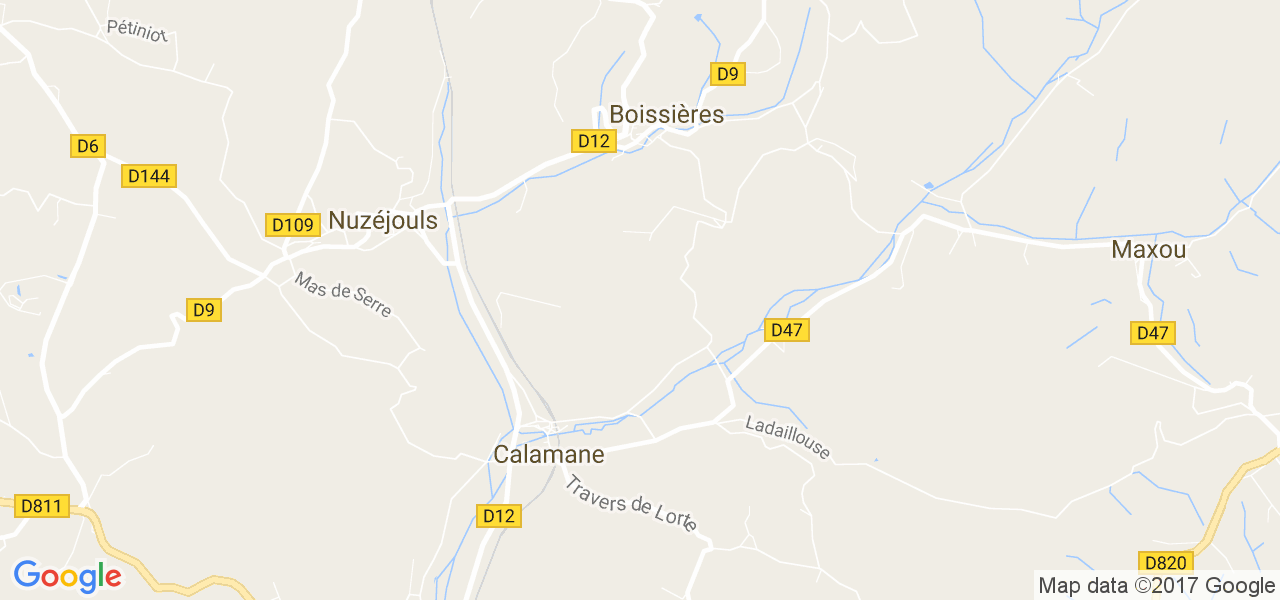 map de la ville de Boissières