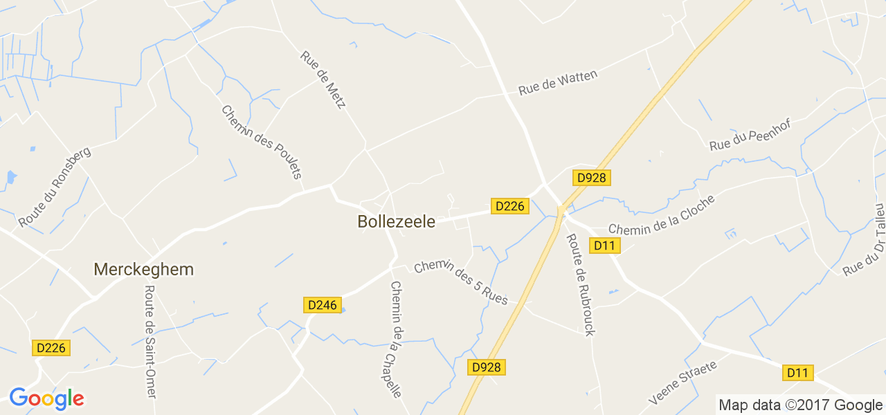 map de la ville de Bollezeele