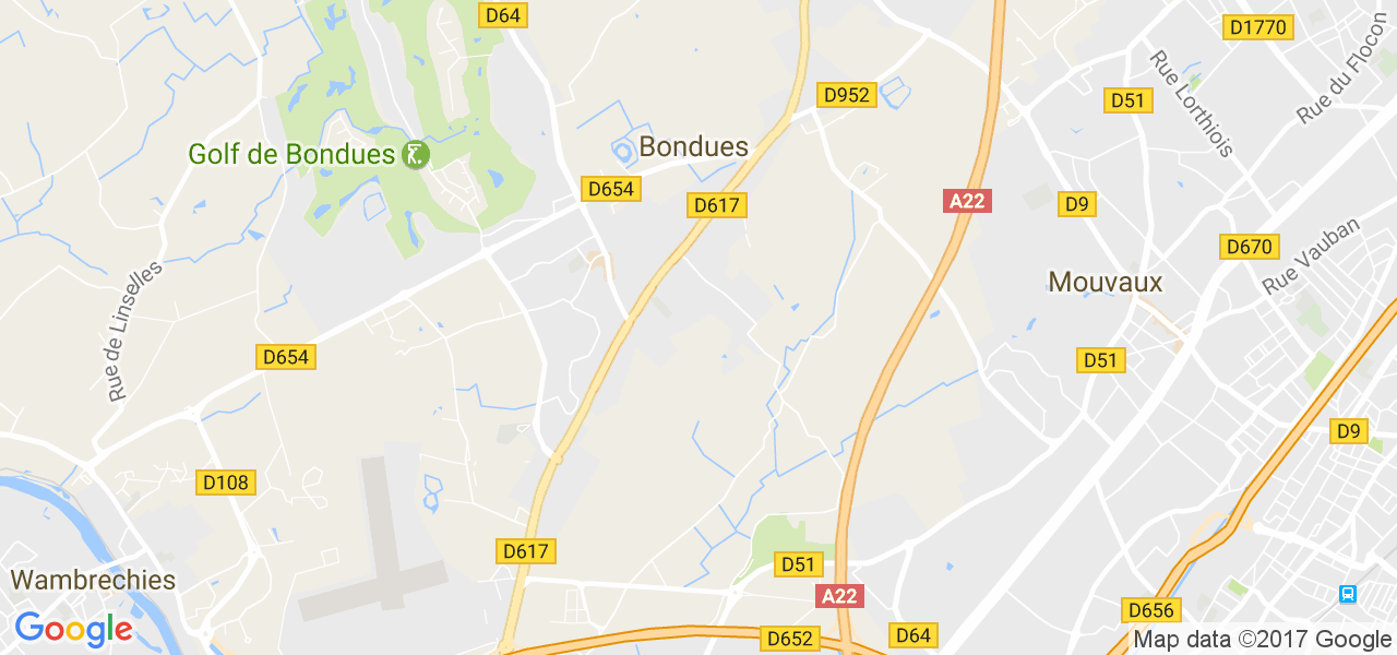 map de la ville de Bondues