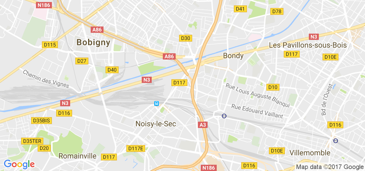 map de la ville de Bondy