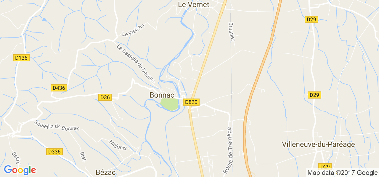 map de la ville de Bonnac