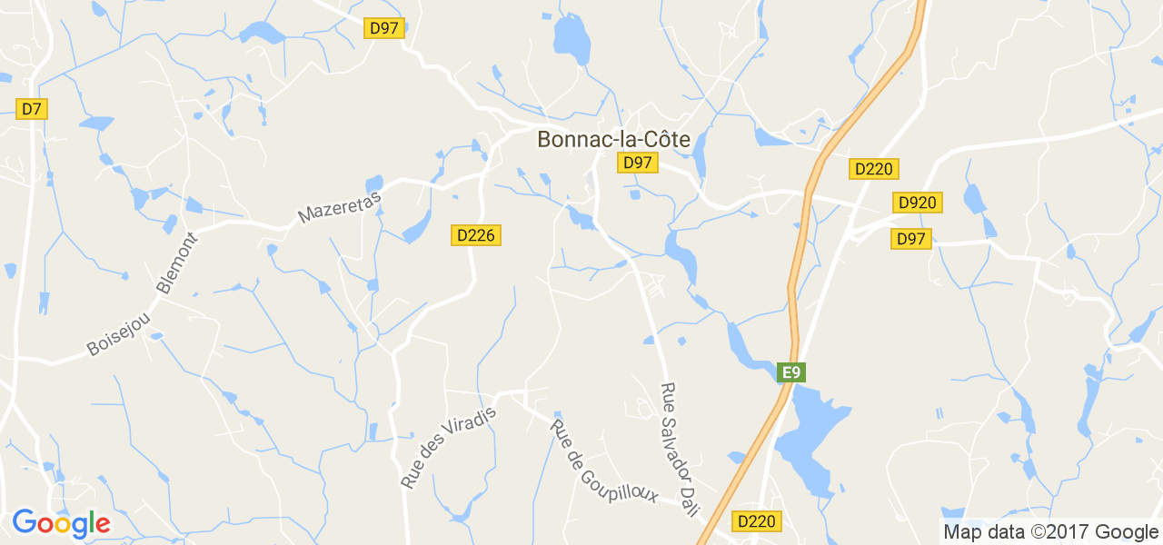 map de la ville de Bonnac-la-Côte