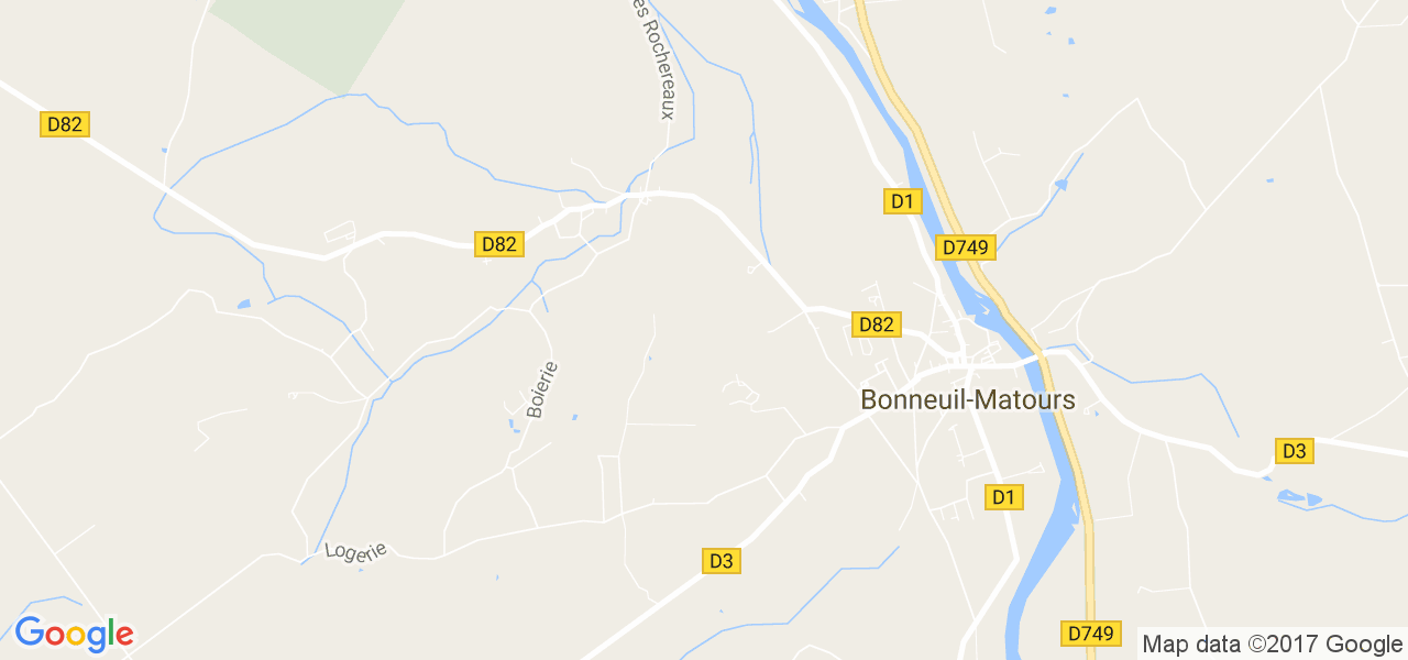 map de la ville de Bonneuil-Matours