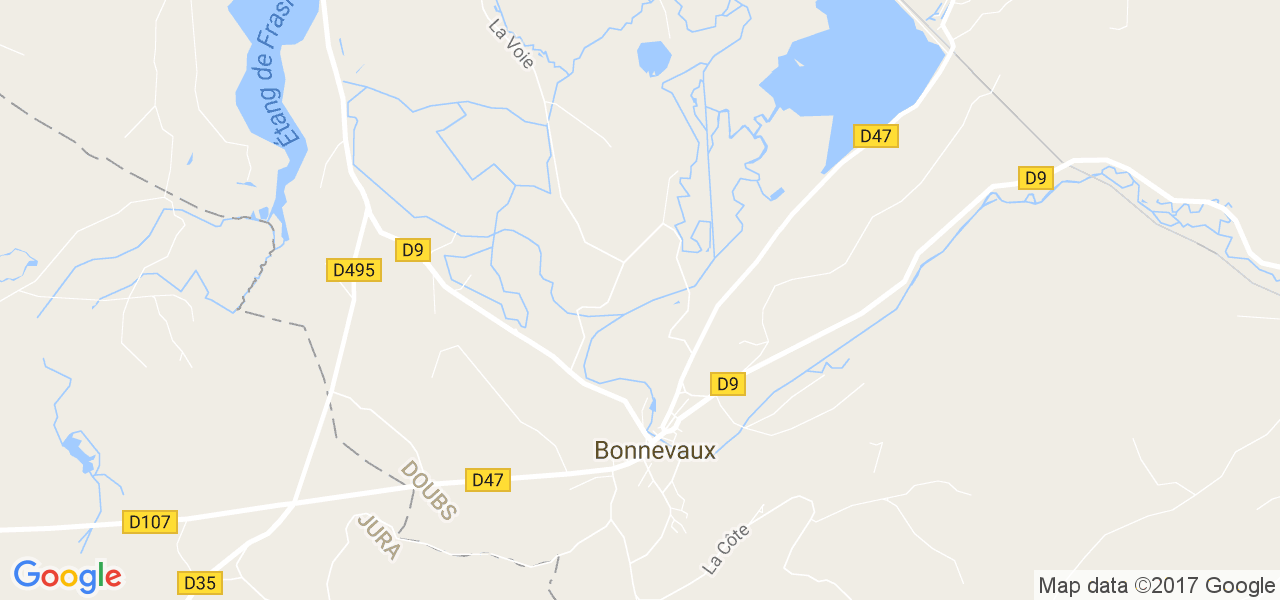 map de la ville de Bonnevaux