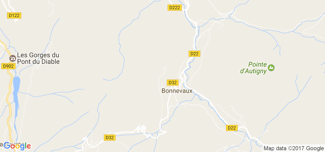 map de la ville de Bonnevaux