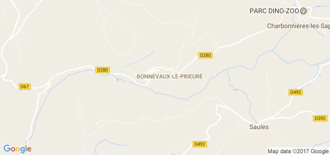 map de la ville de Bonnevaux-le-Prieuré