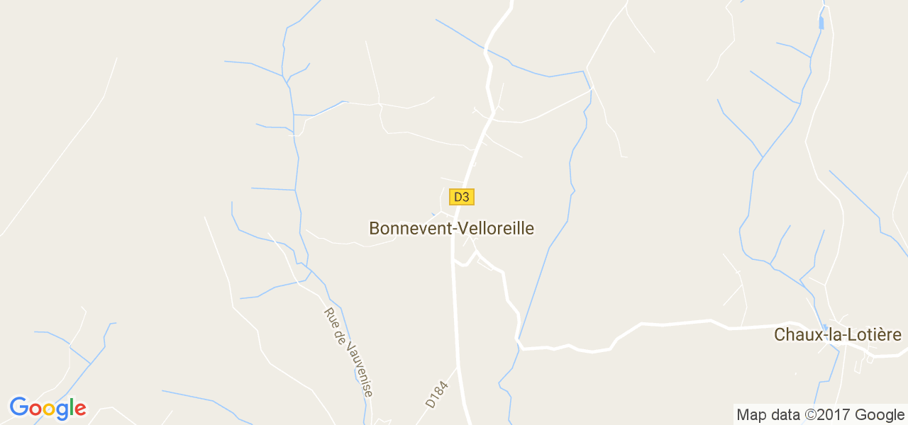 map de la ville de Bonnevent-Velloreille