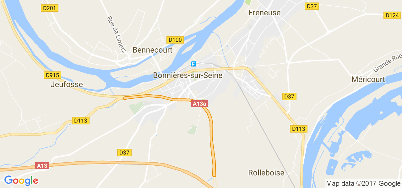 map de la ville de Bonnières-sur-Seine