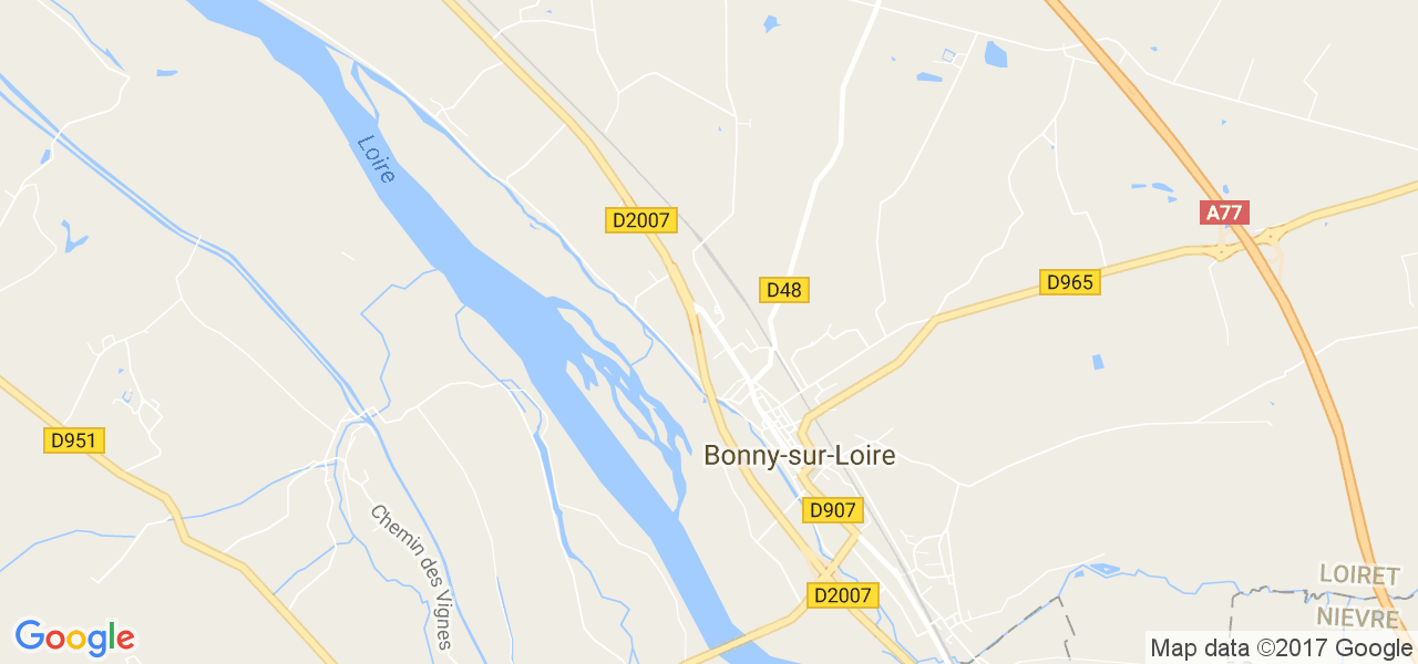 map de la ville de Bonny-sur-Loire