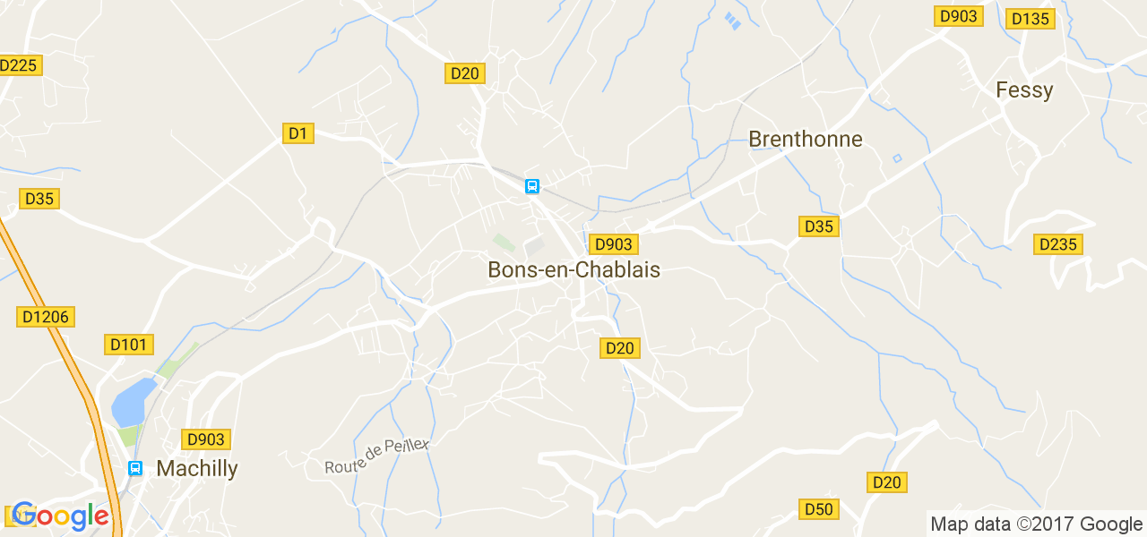 map de la ville de Bons-en-Chablais