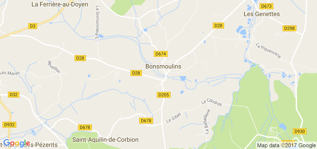 map de la ville de Bonsmoulins