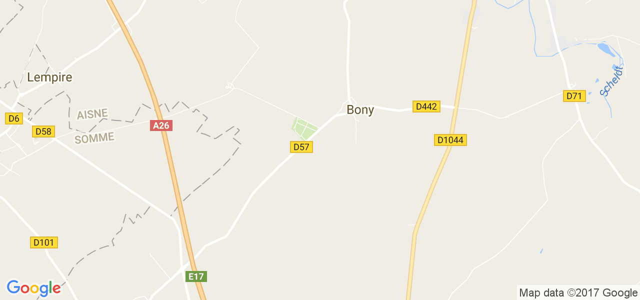 map de la ville de Bony