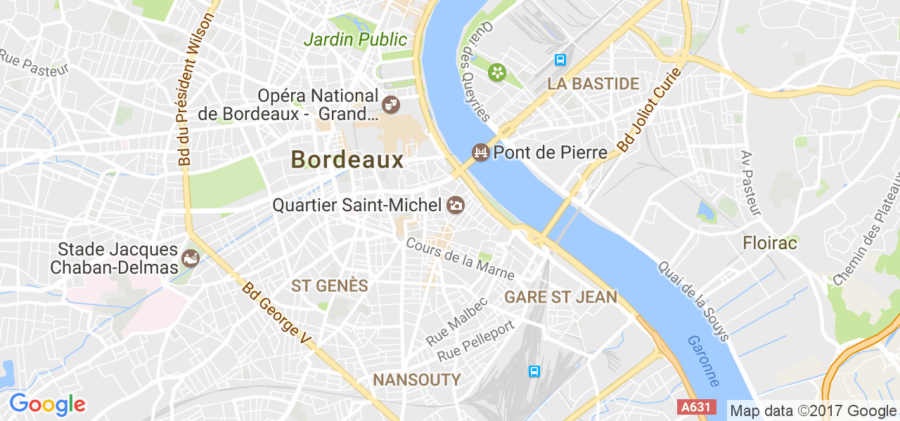 map de la ville de Bordeaux