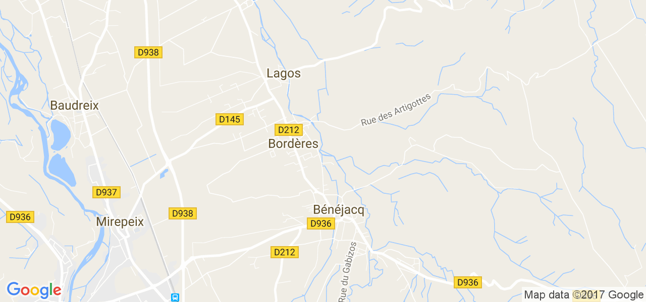 map de la ville de Bordères