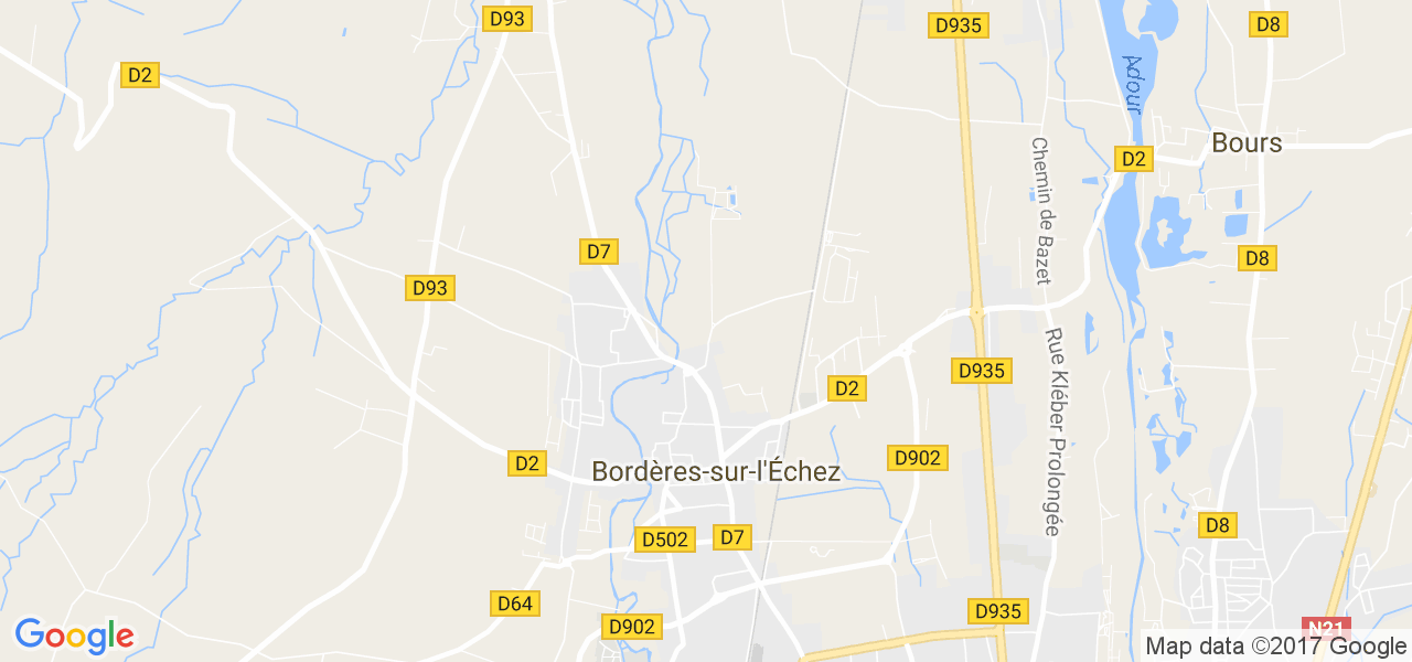 map de la ville de Bordères-sur-l'Échez