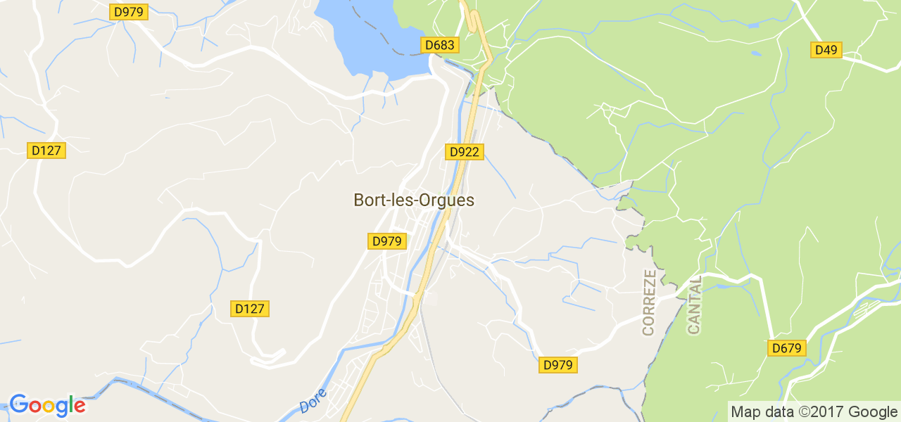 map de la ville de Bort-les-Orgues