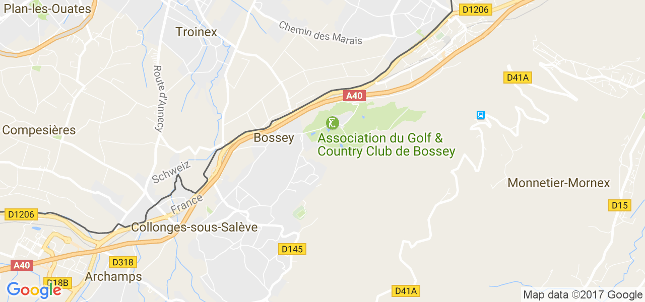 map de la ville de Bossey