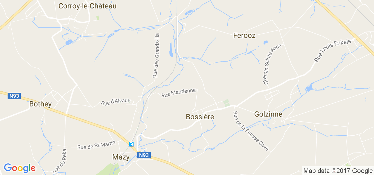 map de la ville de Bossière