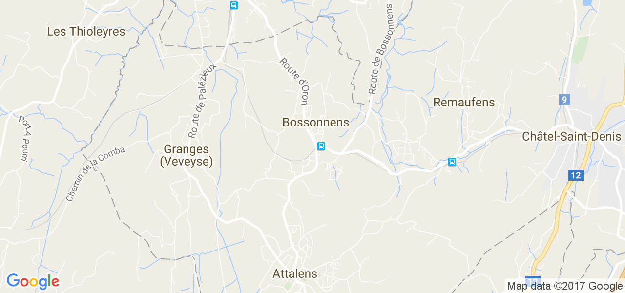 map de la ville de Bossonnens