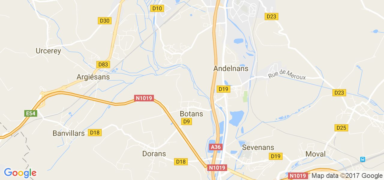 map de la ville de Botans