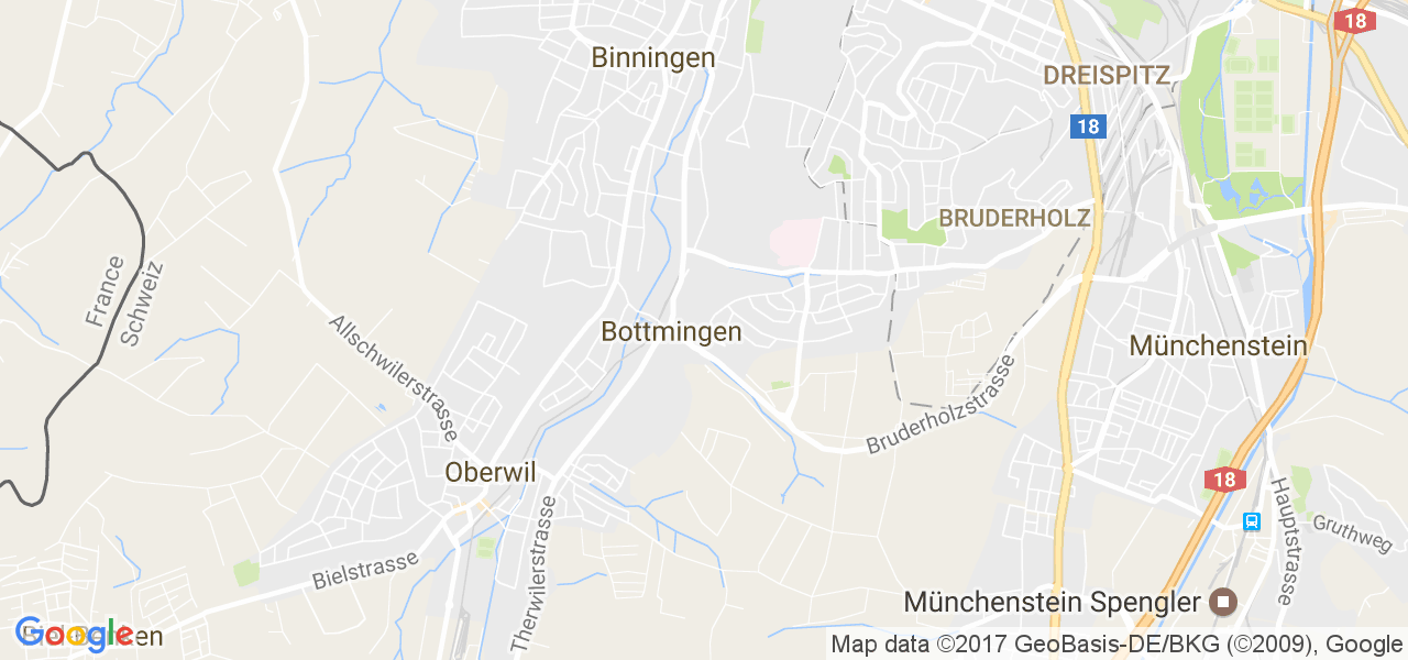 map de la ville de Bottmingen