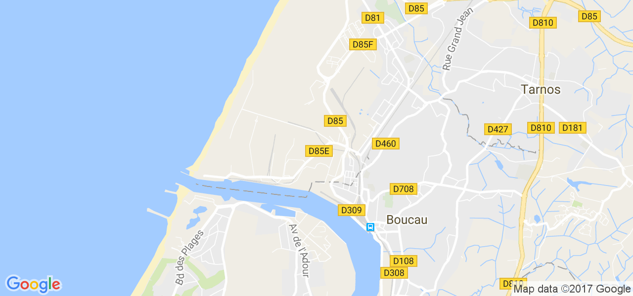 map de la ville de Boucau