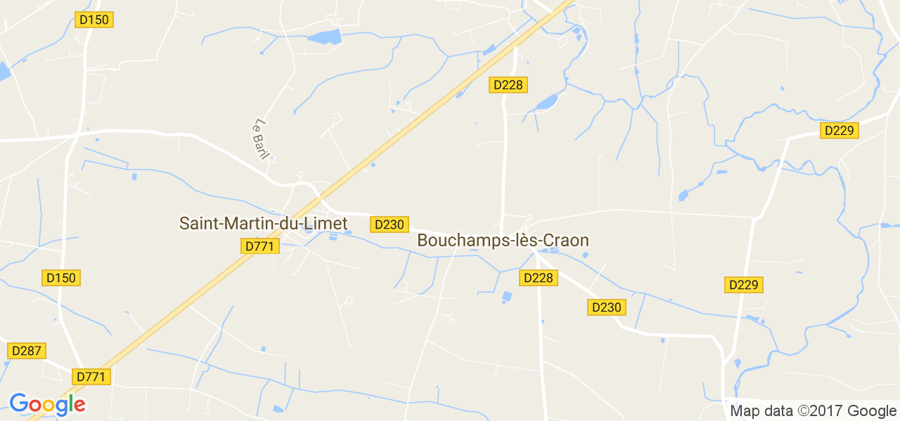 map de la ville de Bouchamps-lès-Craon