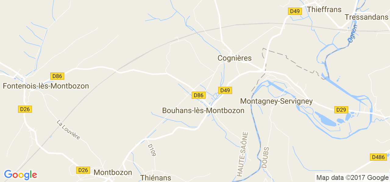 map de la ville de Bouhans-lès-Montbozon