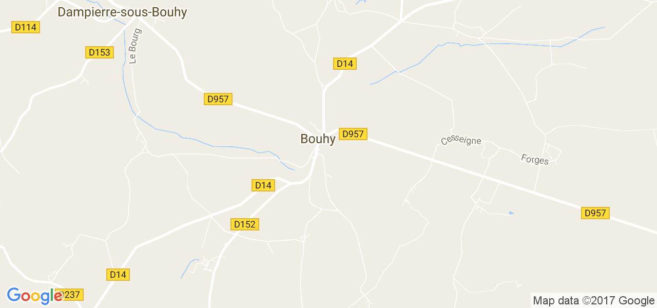 map de la ville de Bouhy