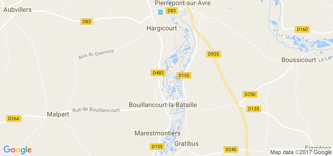 map de la ville de Bouillancourt-la-Bataille