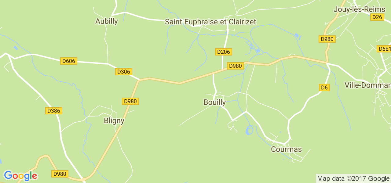 map de la ville de Bouilly