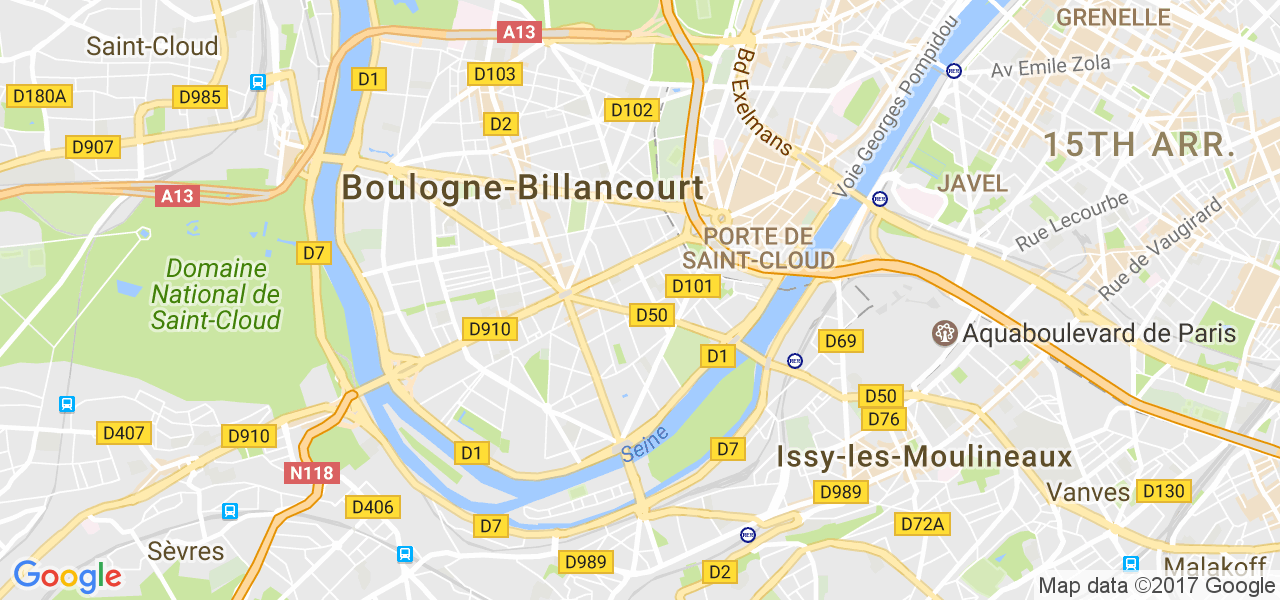 map de la ville de Boulogne-Billancourt