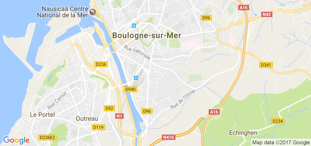 map de la ville de Boulogne-sur-Mer